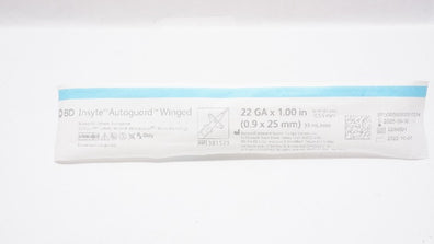 BD 381523 Insyte Autoguard Winged 22Ga 1.00inch